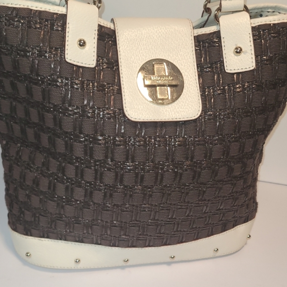 Kate Spade New York Woven Brown and Cream Shoulder Bag - Picture 2 of 9